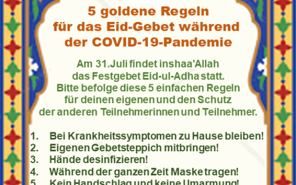 VAM veröffentlicht Fünf Goldene Regeln für das bevorstehende Eid-ul-Adha-Festgebet
